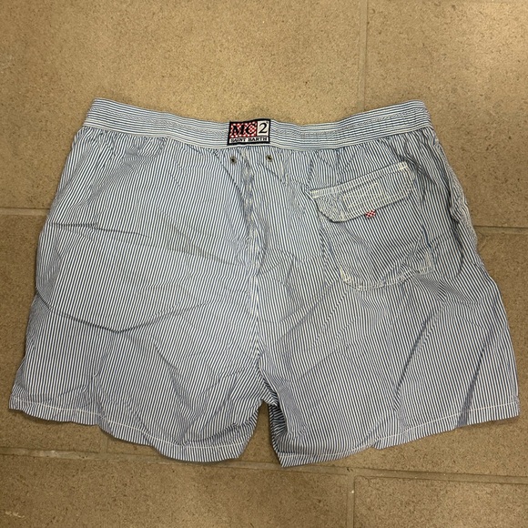 MC2 Saint Barth Men’s Blue Striped Drawstring Swim Shorts - Picture 2 of 7